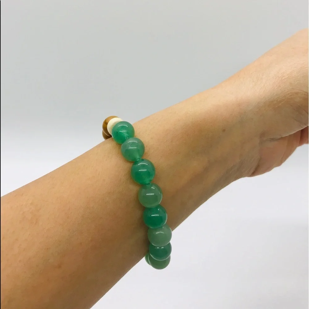 10mm Green Aventurine & Jasper Gemstone Bracelet - Picture 5 of 5